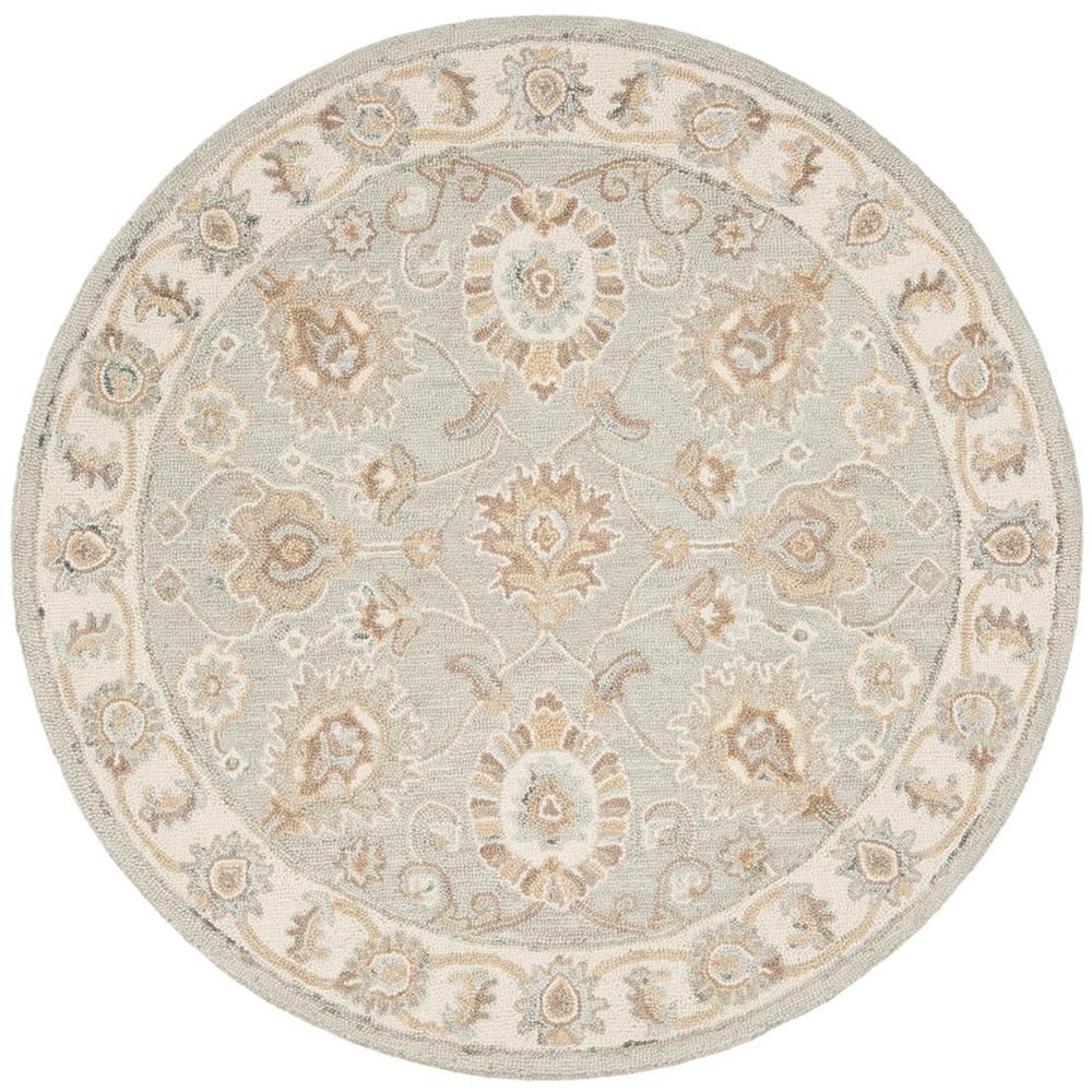 BLOSSOM, AQUA / IVORY, 6' X 6' Round, Area Rug. Picture 1