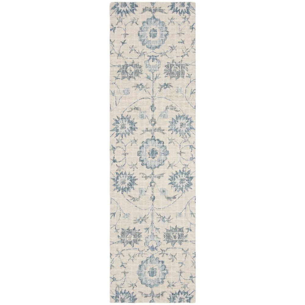 BLOSSOM, SILVER / BLUE, 2'-3" X 8', Area Rug. Picture 1