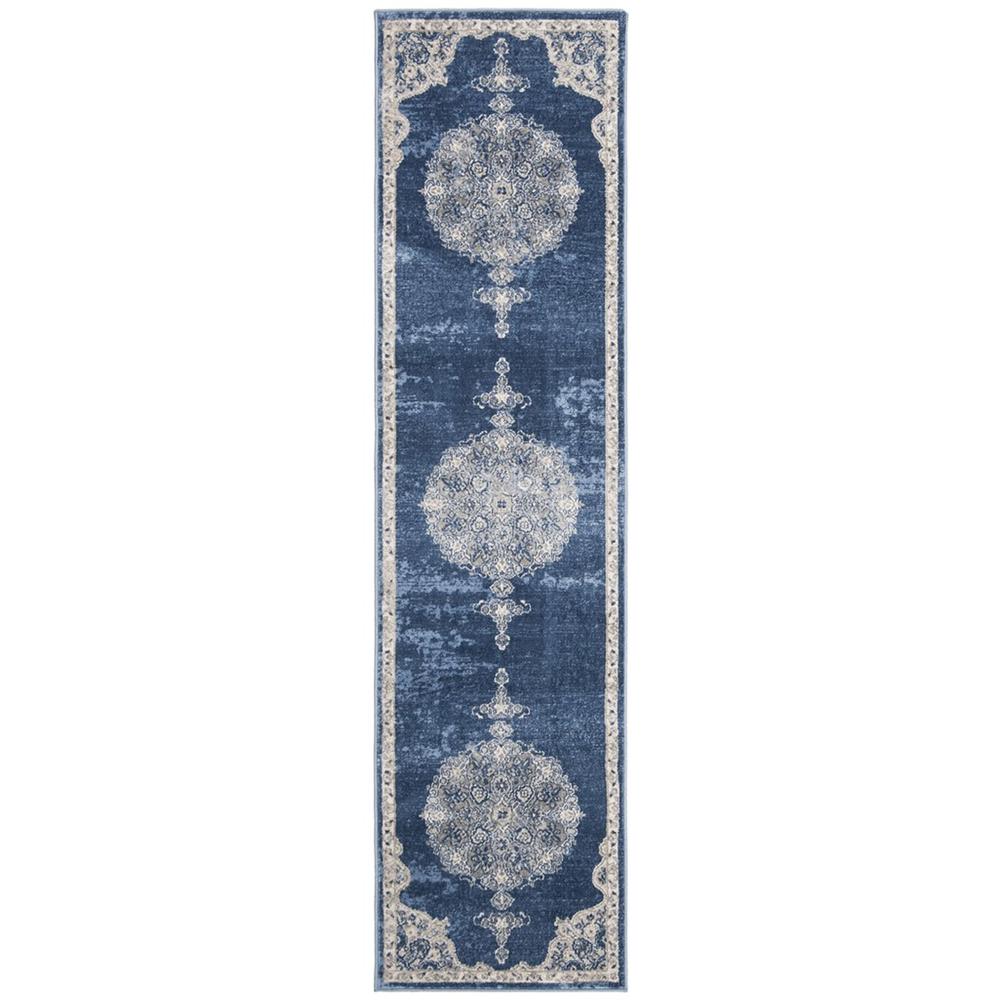 BRENTWOOD, NAVY / LIGHT GREY, 2' X 8', Area Rug, BNT867M-28. Picture 1