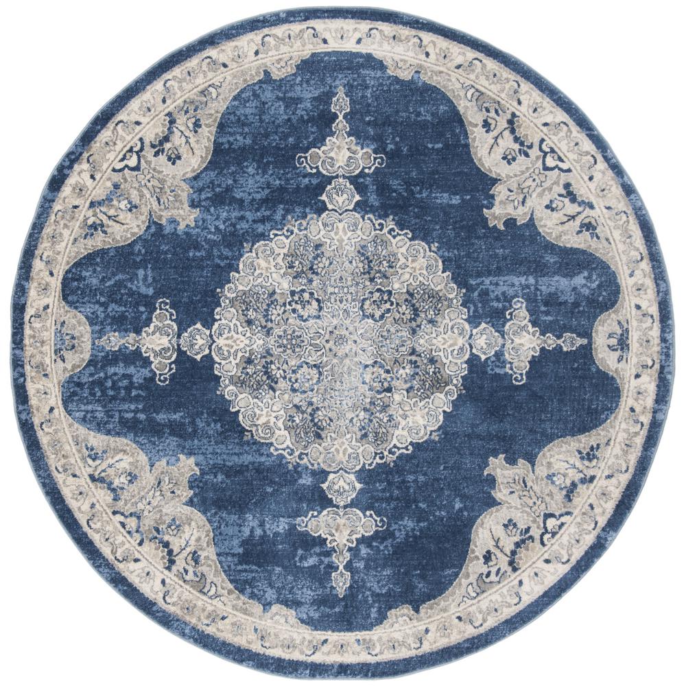 BRENTWOOD, NAVY / LIGHT GREY, 6'-7" X 6'-7" Round, Area Rug, BNT867M-7R. Picture 1
