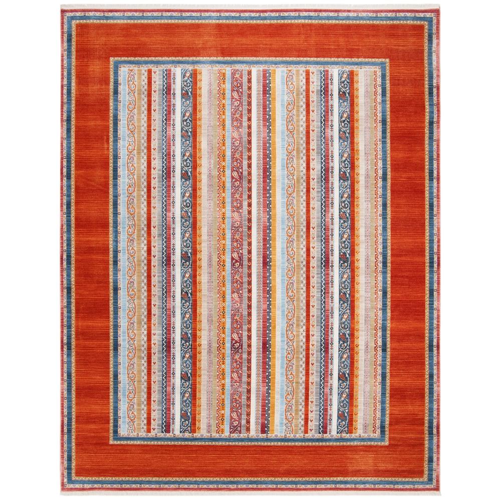 BOKHARA, ORANGE / BLUE, 8' X 10', Area Rug. Picture 1