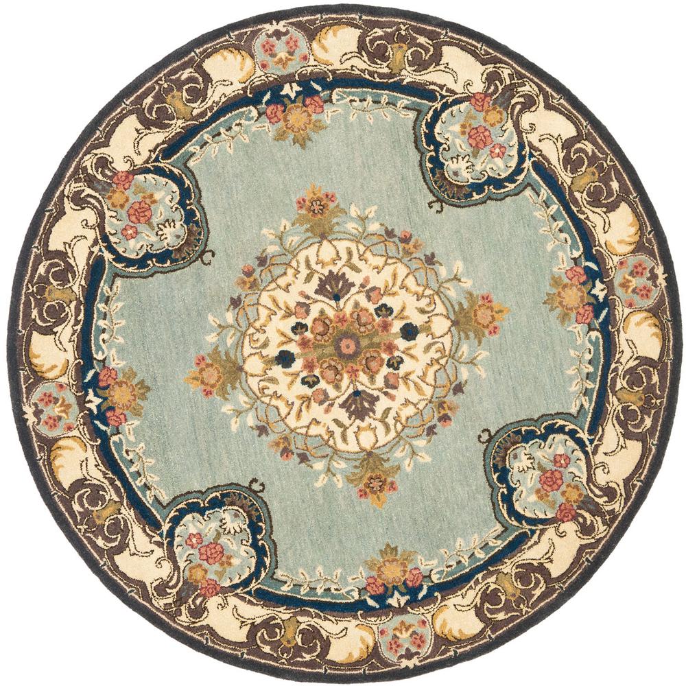 BERGAMA, LIGHT BLUE / IVORY, 4' X 4' Round, Area Rug, BRG141A-4R. Picture 1