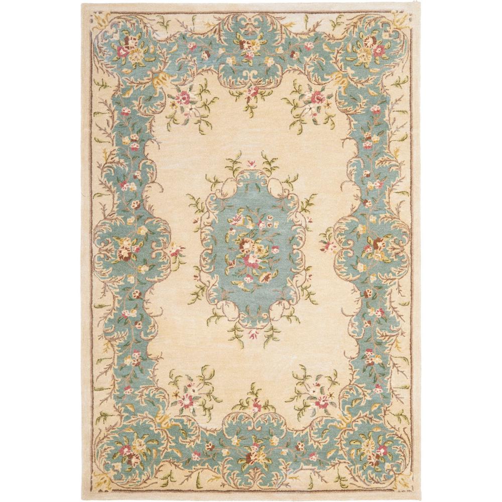 BERGAMA, IVORY / LIGHT BLUE, 5' X 8', Area Rug. Picture 1