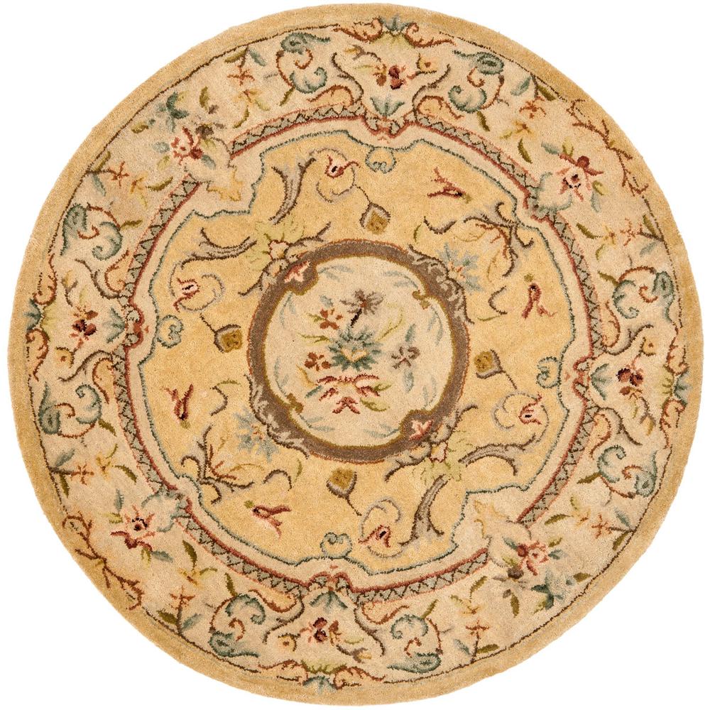 BERGAMA, LIGHT GOLD / BEIGE, 4' X 4' Round, Area Rug. Picture 1