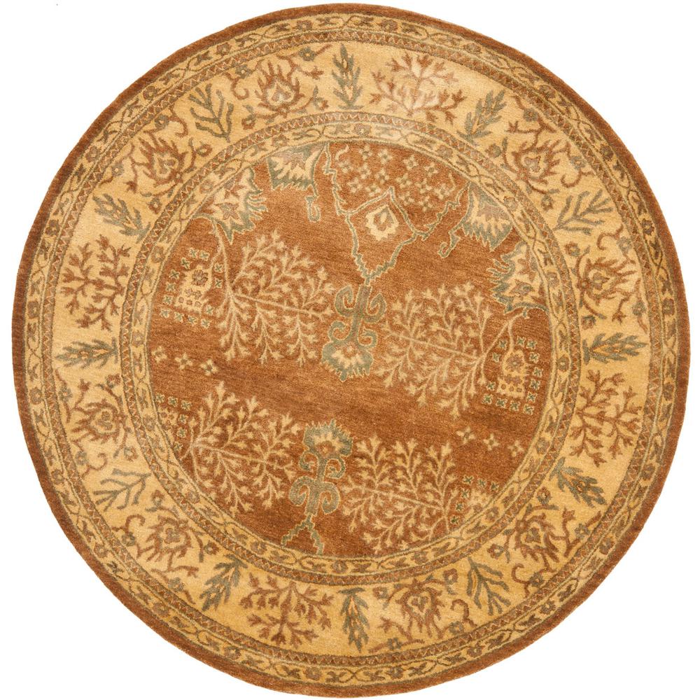 BERGAMA, LIGHT BROWN / BEIGE, 4' X 4' Round, Area Rug. Picture 1