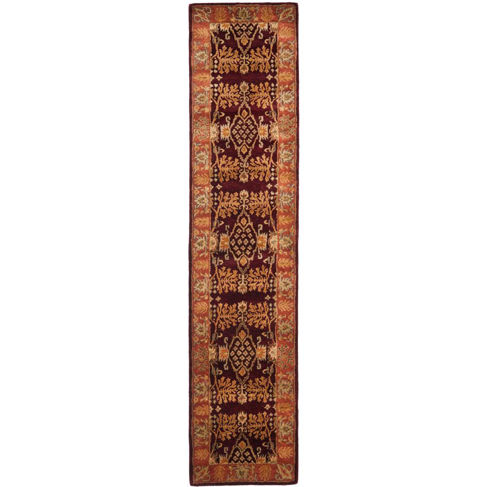 BERGAMA, RED / RUST, 2'-3" X 10', Area Rug. Picture 1