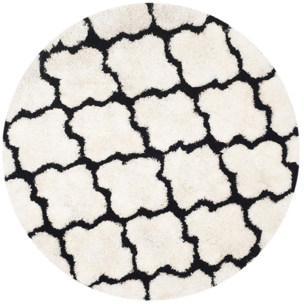 SG-BSG-Barcelona Shag, IVORY / BLACK, 5' X 5' Round, Area Rug, BSG319C-5R. Picture 1