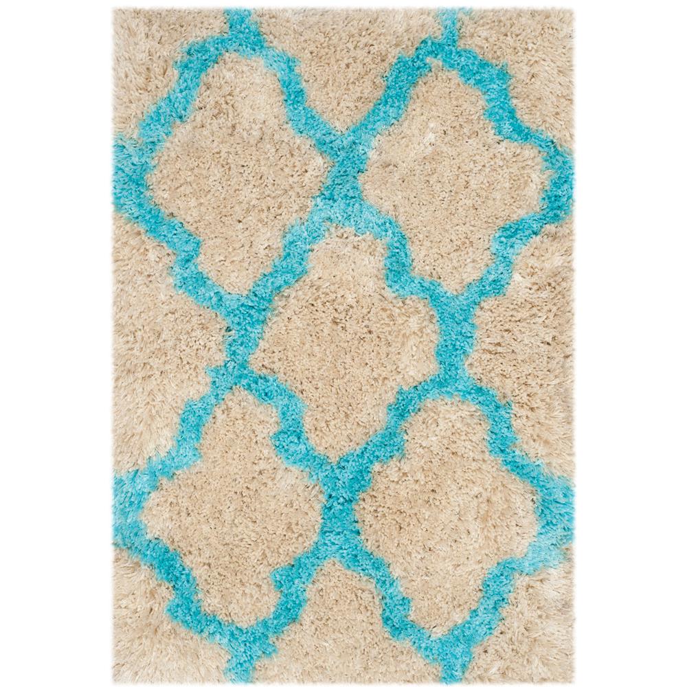 SG-BSG-Barcelona Shag, CREAM / BLUE, 2' X 3', Area Rug. Picture 1