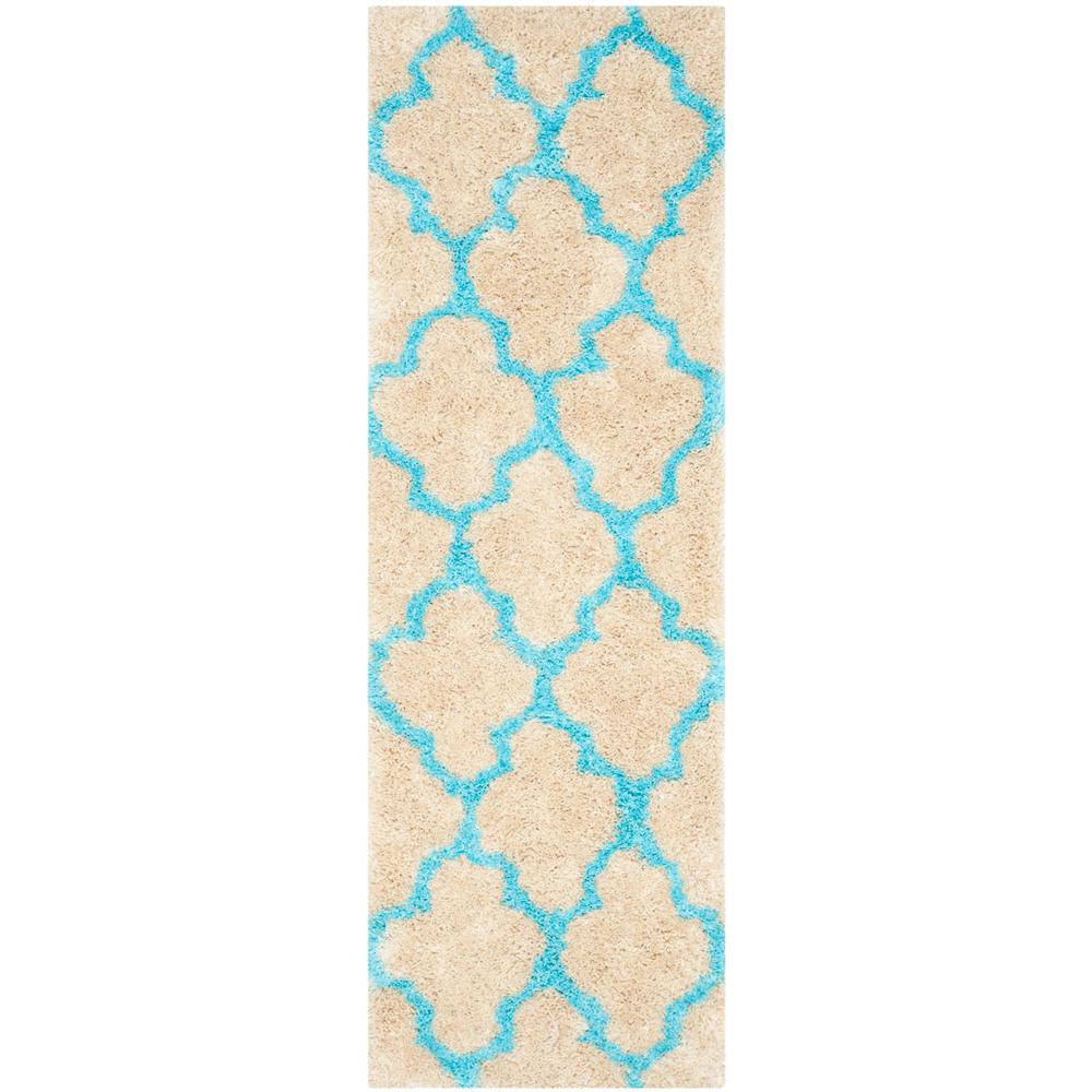 SG-BSG-Barcelona Shag, CREAM / BLUE, 2'-3" X 7', Area Rug. Picture 1