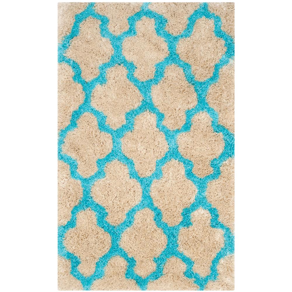 SG-BSG-Barcelona Shag, CREAM / BLUE, 3' X 5', Area Rug. Picture 1
