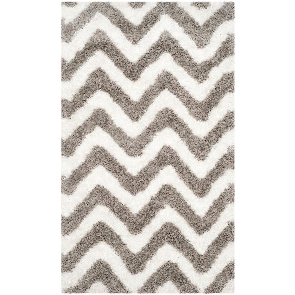 SG-BSG-Barcelona Shag, IVORY / SILVER, 3' X 5', Area Rug, BSG320A-3. Picture 1