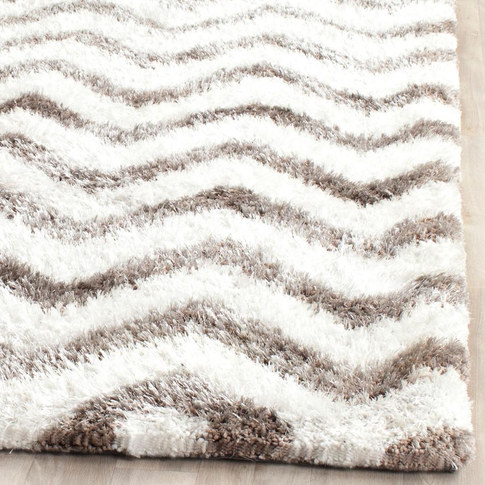 SG-BSG-Barcelona Shag, IVORY / SILVER, 6' X 9', Area Rug, BSG320A-6. Picture 1