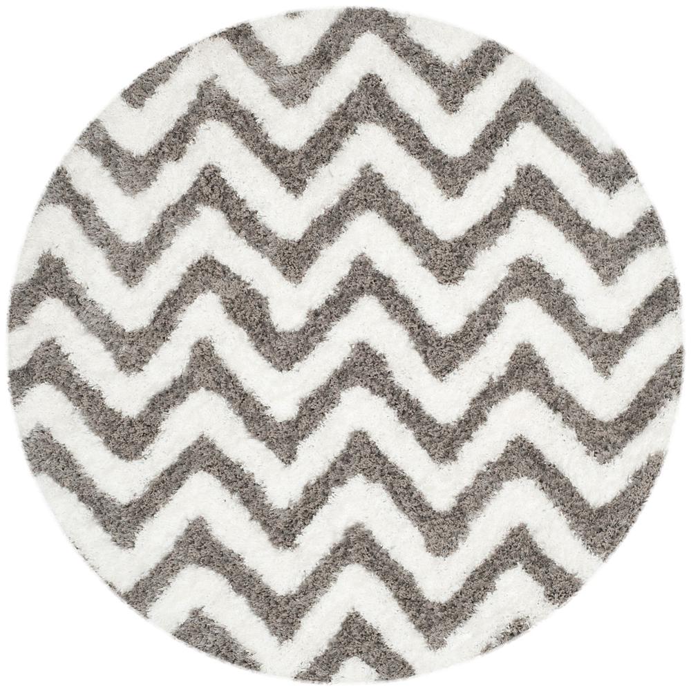 SG-BSG-Barcelona Shag, IVORY / SILVER, 5' X 5' Round, Area Rug, BSG320A-5R. Picture 1