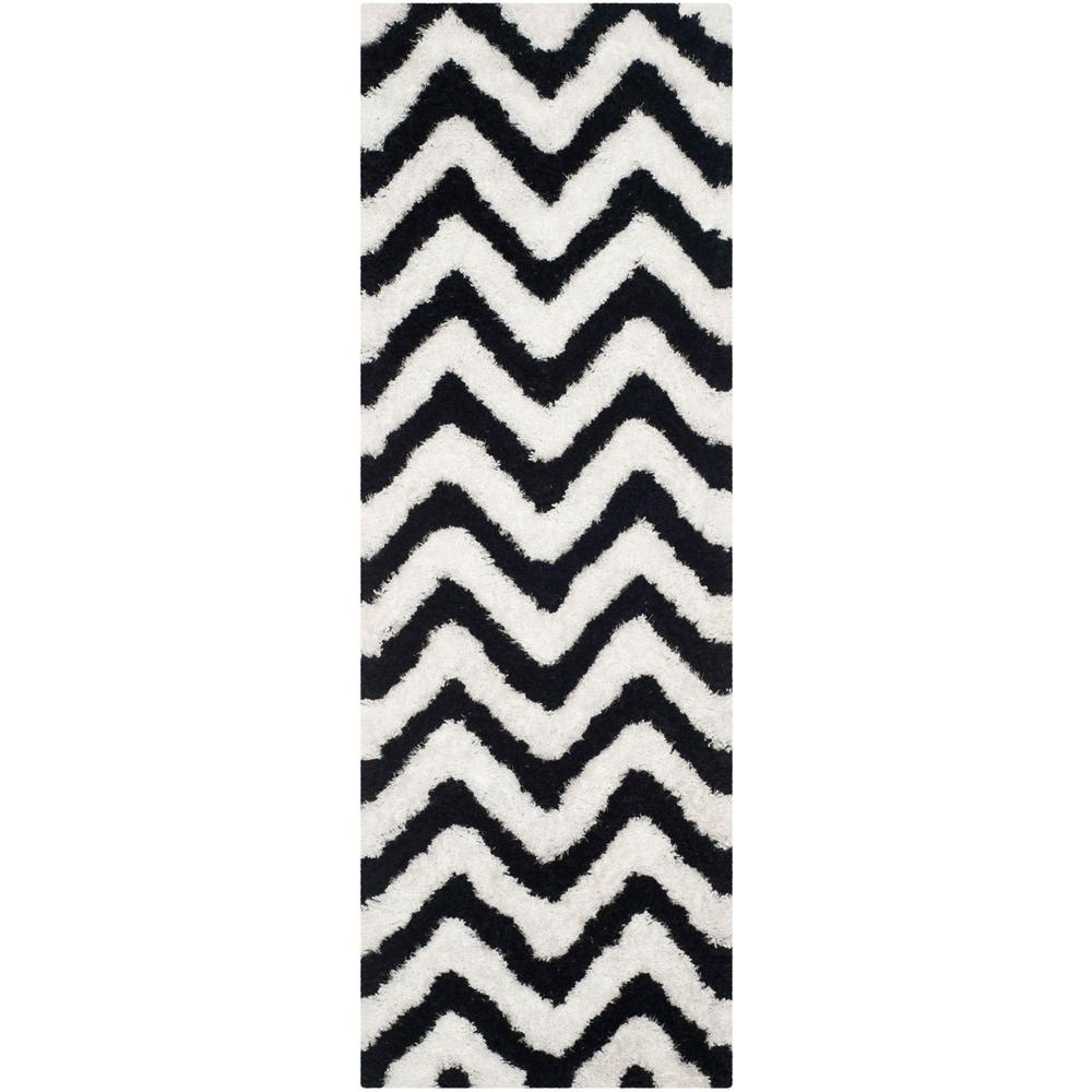 SG-BSG-Barcelona Shag, IVORY / BLACK, 2'-3" X 7', Area Rug, BSG320C-27. Picture 1