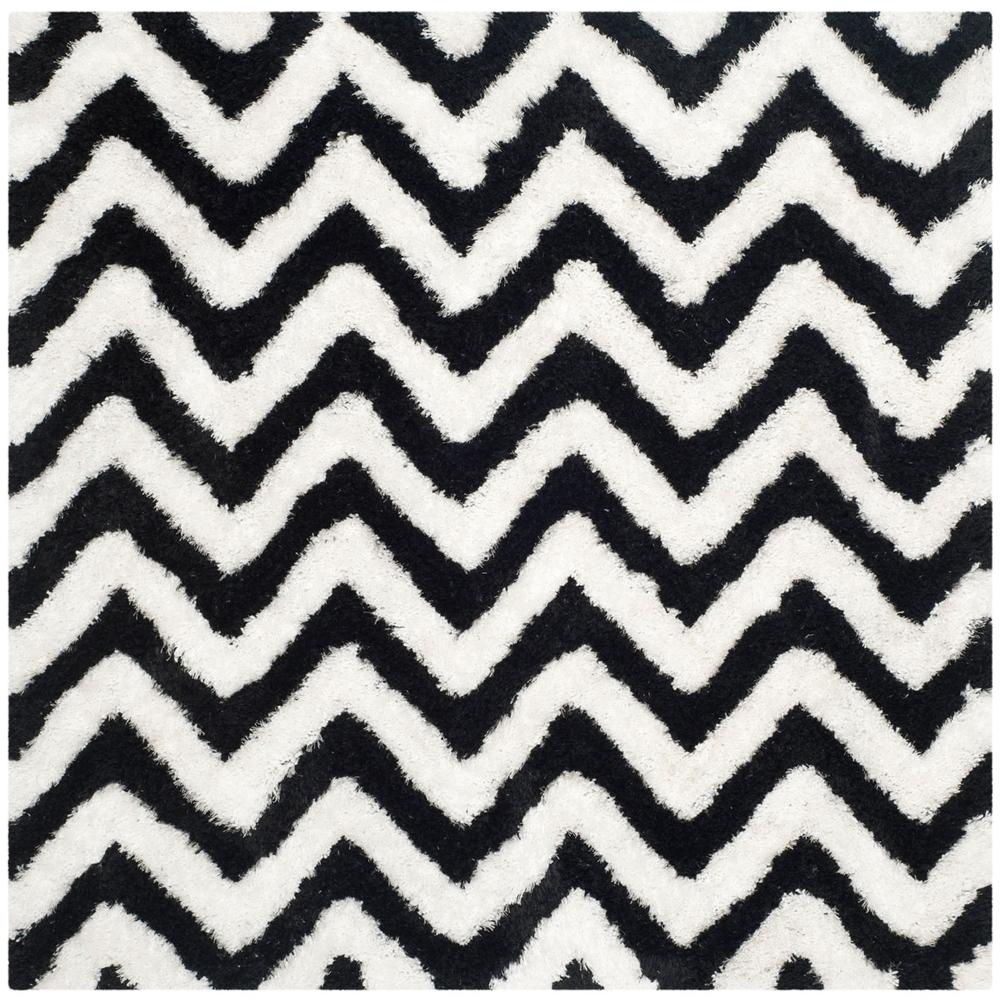 SG-BSG-Barcelona Shag, IVORY / BLACK, 5' X 5' Square, Area Rug, BSG320C-5SQ. Picture 1