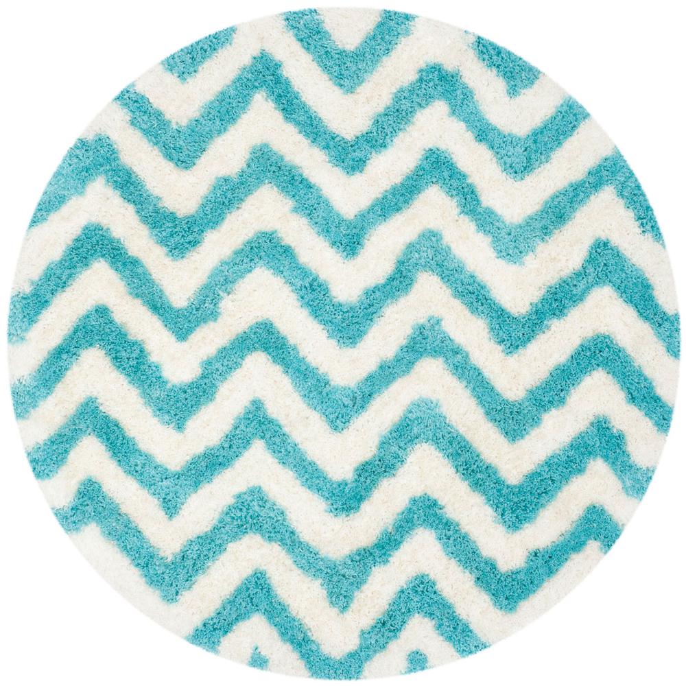 SG-BSG-Barcelona Shag, IVORY / BLUE, 5' X 5' Round, Area Rug. Picture 1