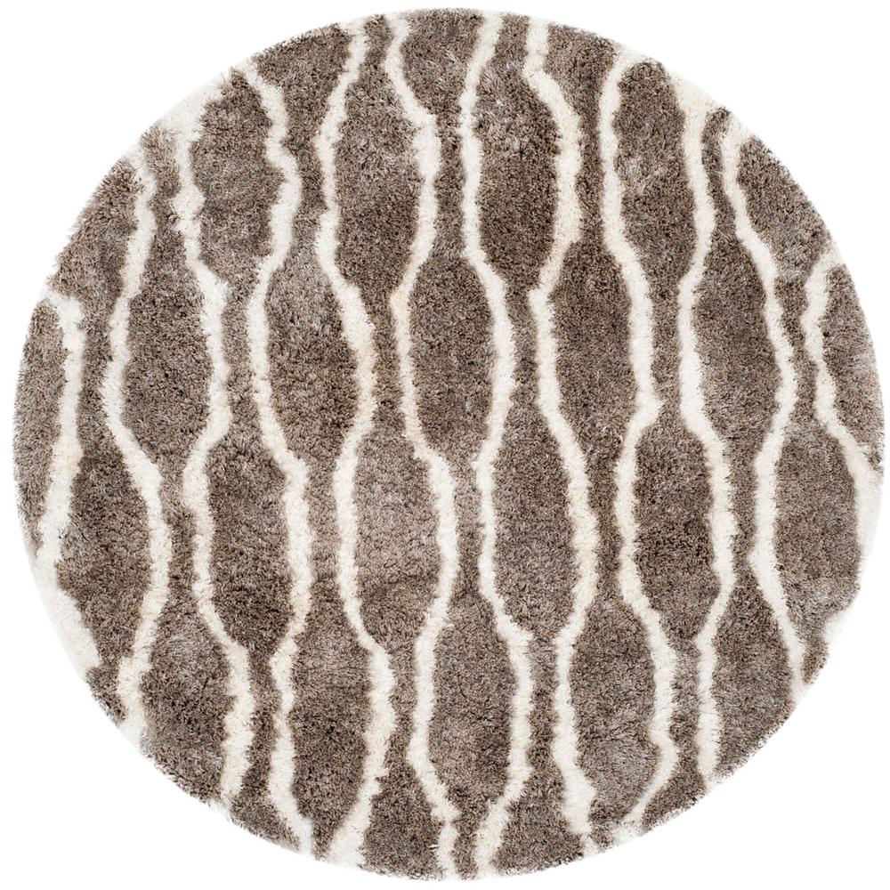 SG-BSG-Barcelona Shag, SILVER / IVORY, 5' X 5' Round, Area Rug. Picture 1