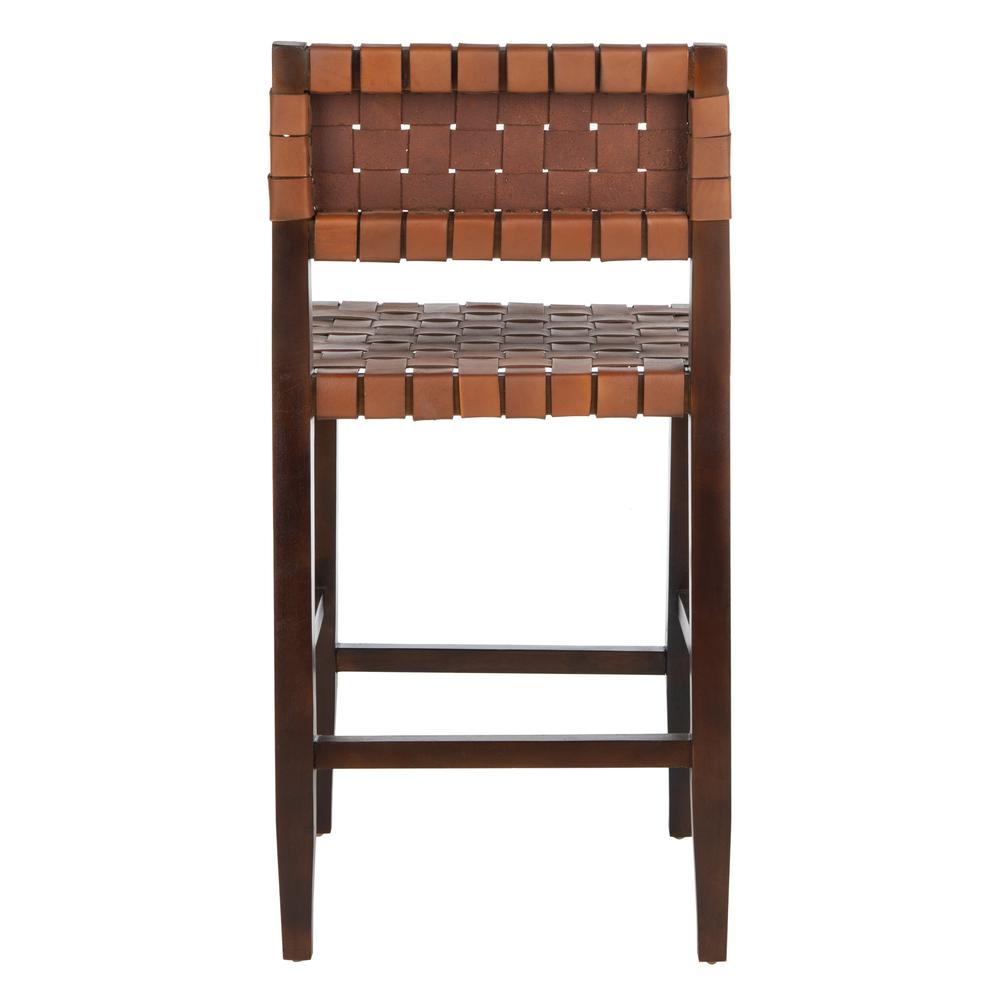 Paxton Woven Leather Counter Stool, Cognac. Picture 3