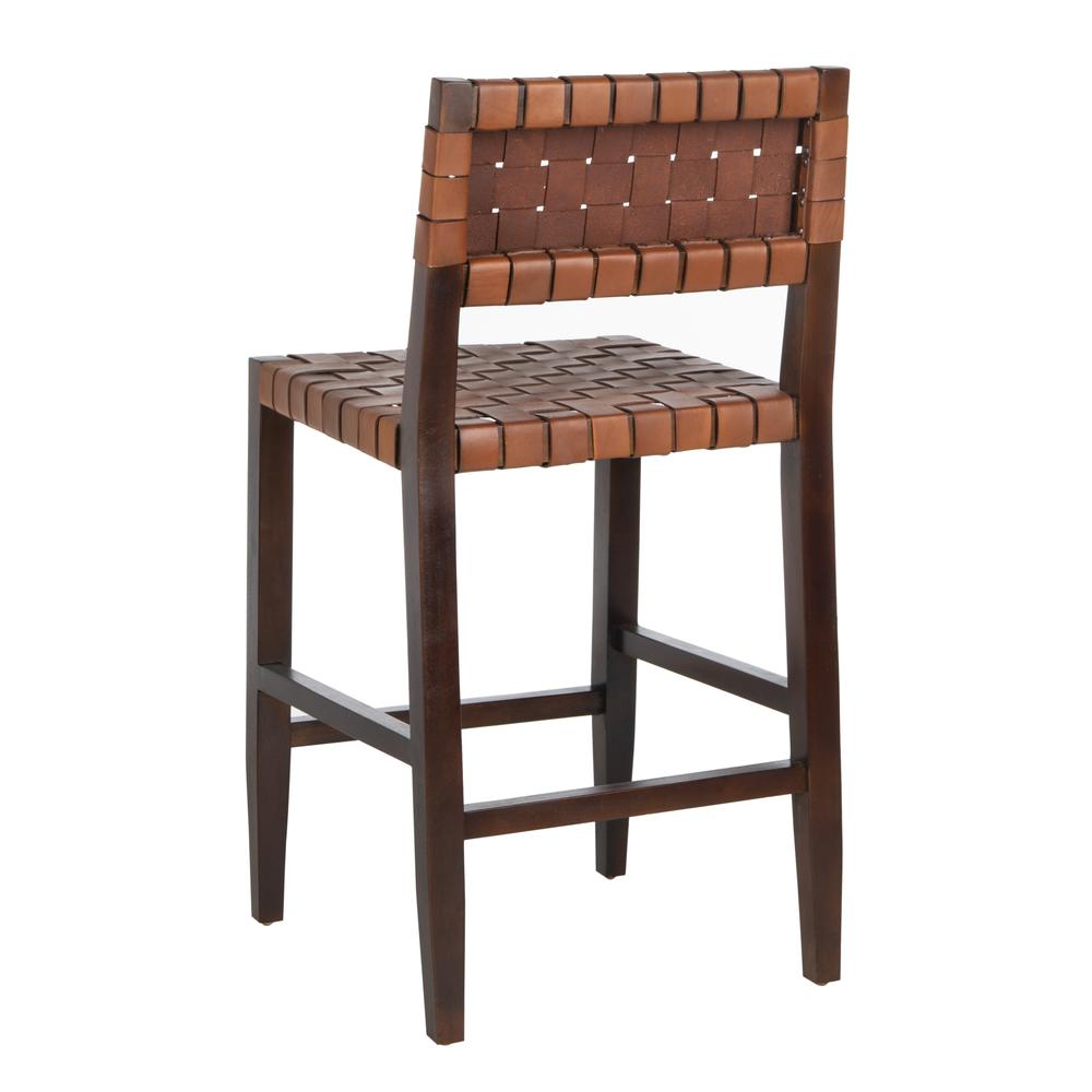 Paxton Woven Leather Counter Stool, Cognac. Picture 4