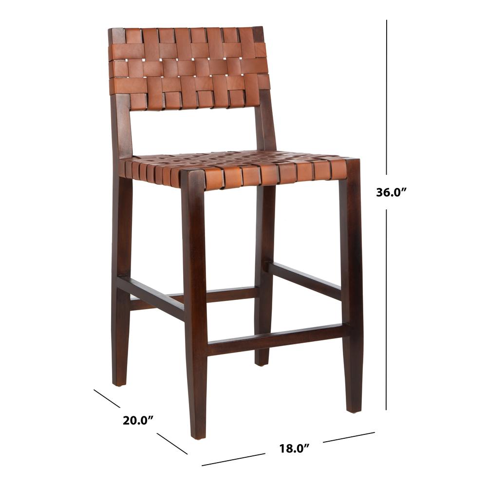 Paxton Woven Leather Counter Stool, Cognac. Picture 6