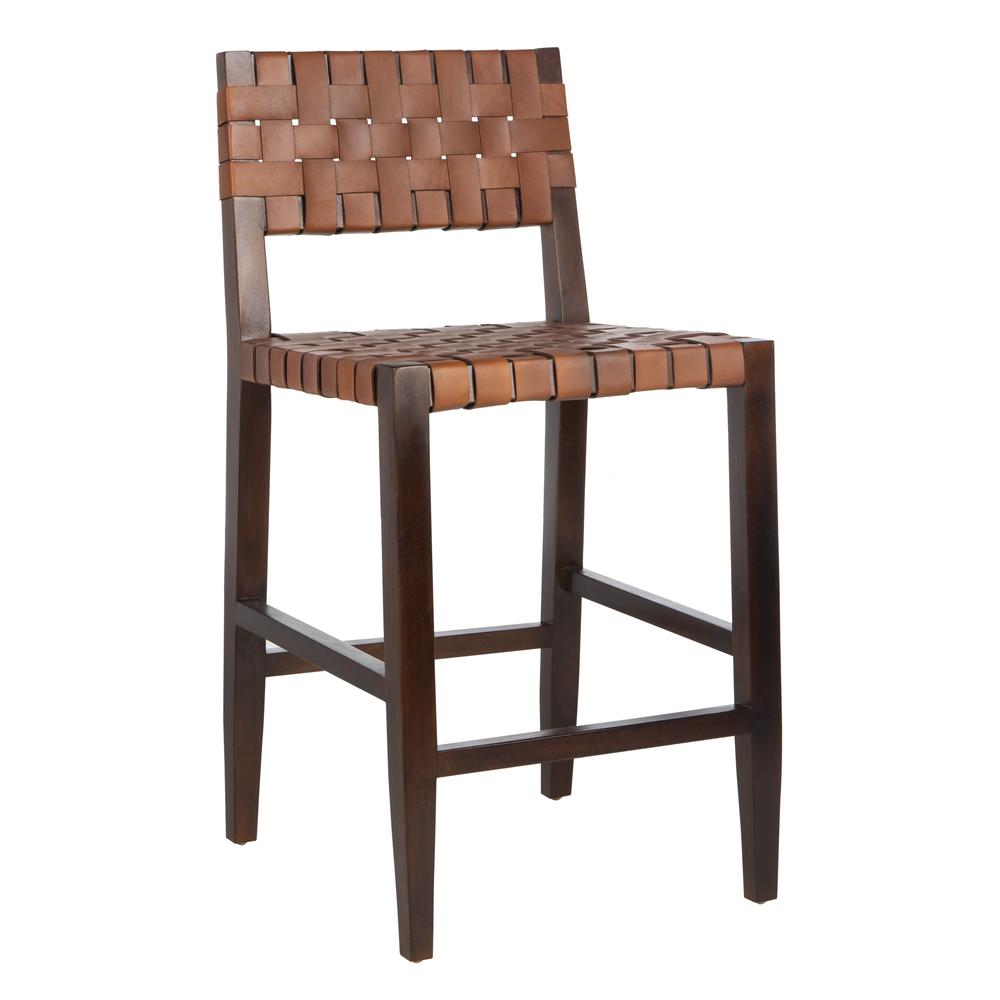 Paxton Woven Leather Counter Stool, Cognac. Picture 10