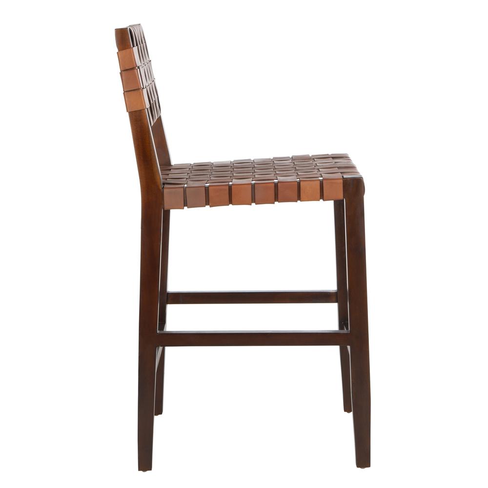 Paxton Woven Leather Counter Stool, Cognac. Picture 11