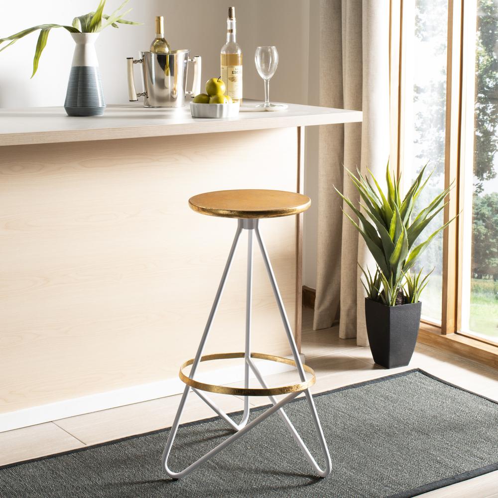 Galexia Bar Stool, White/Gold Top. Picture 6
