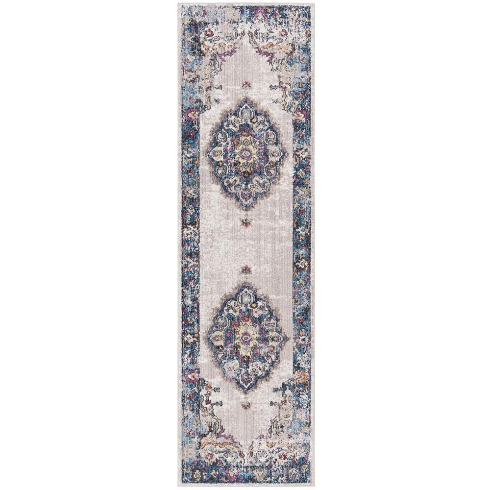 BRISTOL, LIGHT GREY / BLUE, 2'-3" X 10', Area Rug. Picture 1
