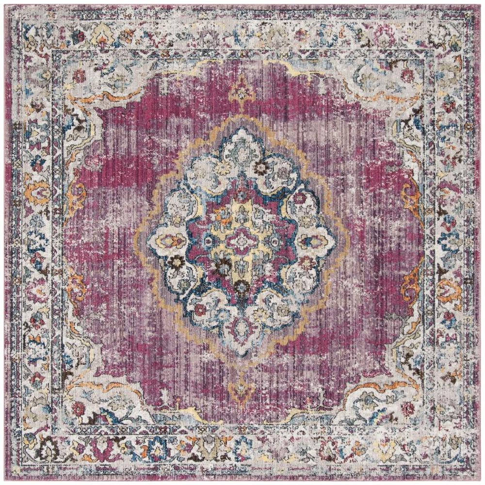 BRISTOL, FUCHSIA / LIGHT GREY, 7' X 7' Square, Area Rug. Picture 1