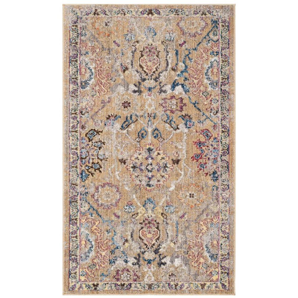 BRISTOL, CAMEL / BLUE, 3' X 5', Area Rug. Picture 1
