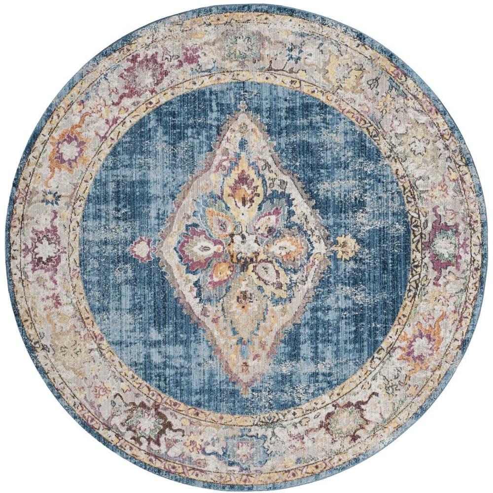 BRISTOL, BLUE / IVORY, 7' X 7' Round, Area Rug, BTL348C-7R. Picture 1