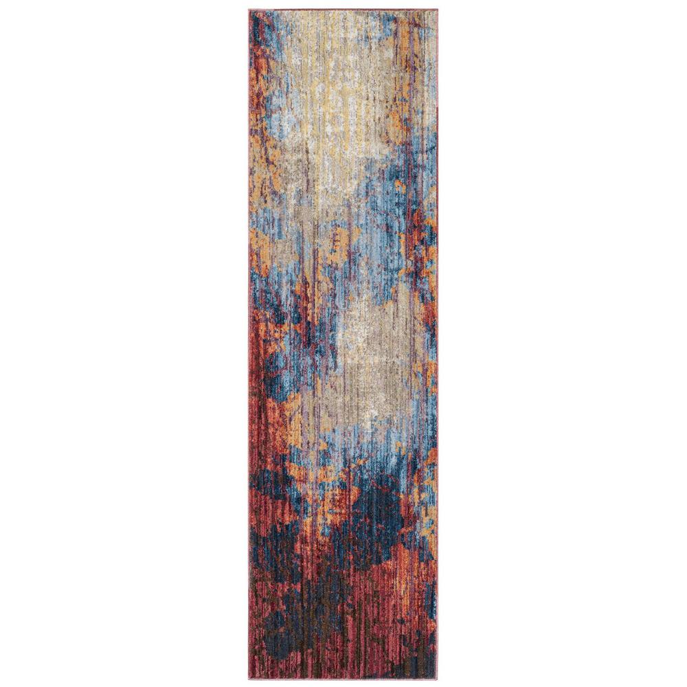 BRISTOL, BLUE / RUST, 2'-3" X 8', Area Rug. Picture 1
