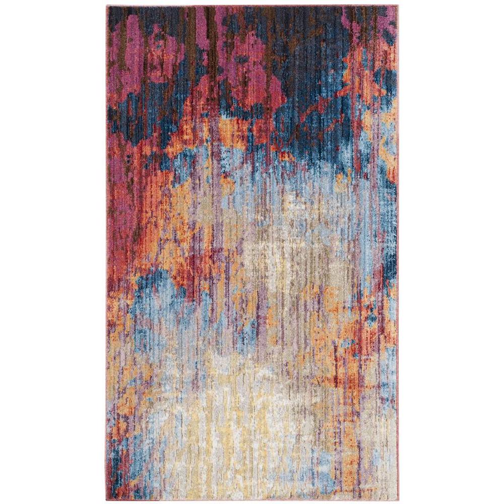 BRISTOL, BLUE / RUST, 3' X 5', Area Rug. Picture 1