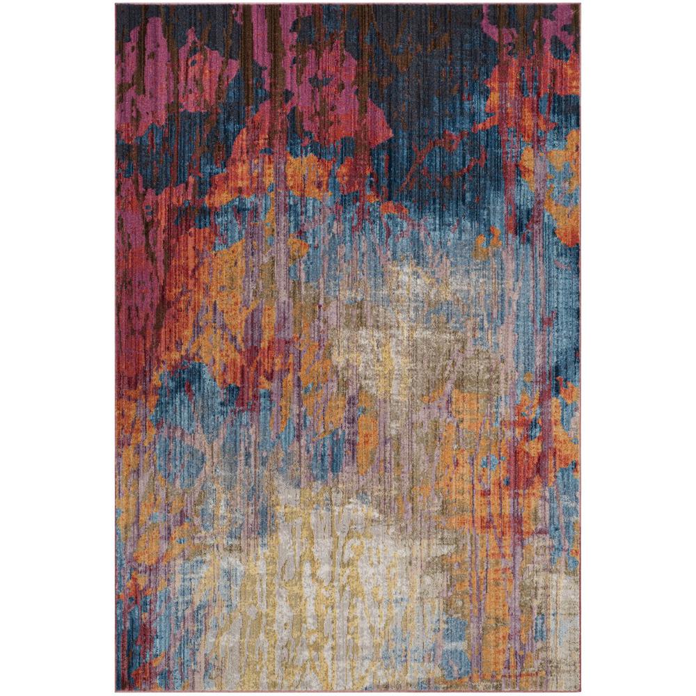 BRISTOL, BLUE / RUST, 4' X 6', Area Rug. Picture 1