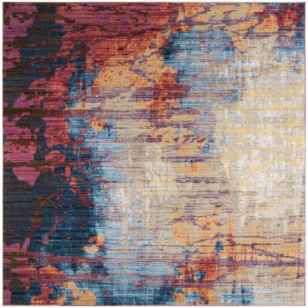 BRISTOL, BLUE / RUST, 7' X 7' Square, Area Rug. Picture 1