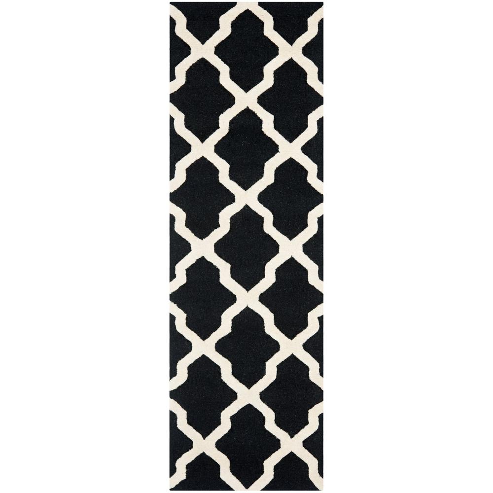 CAMBRIDGE, BLACK / IVORY, 2'-6" X 6', Area Rug, CAM121E-26. Picture 1