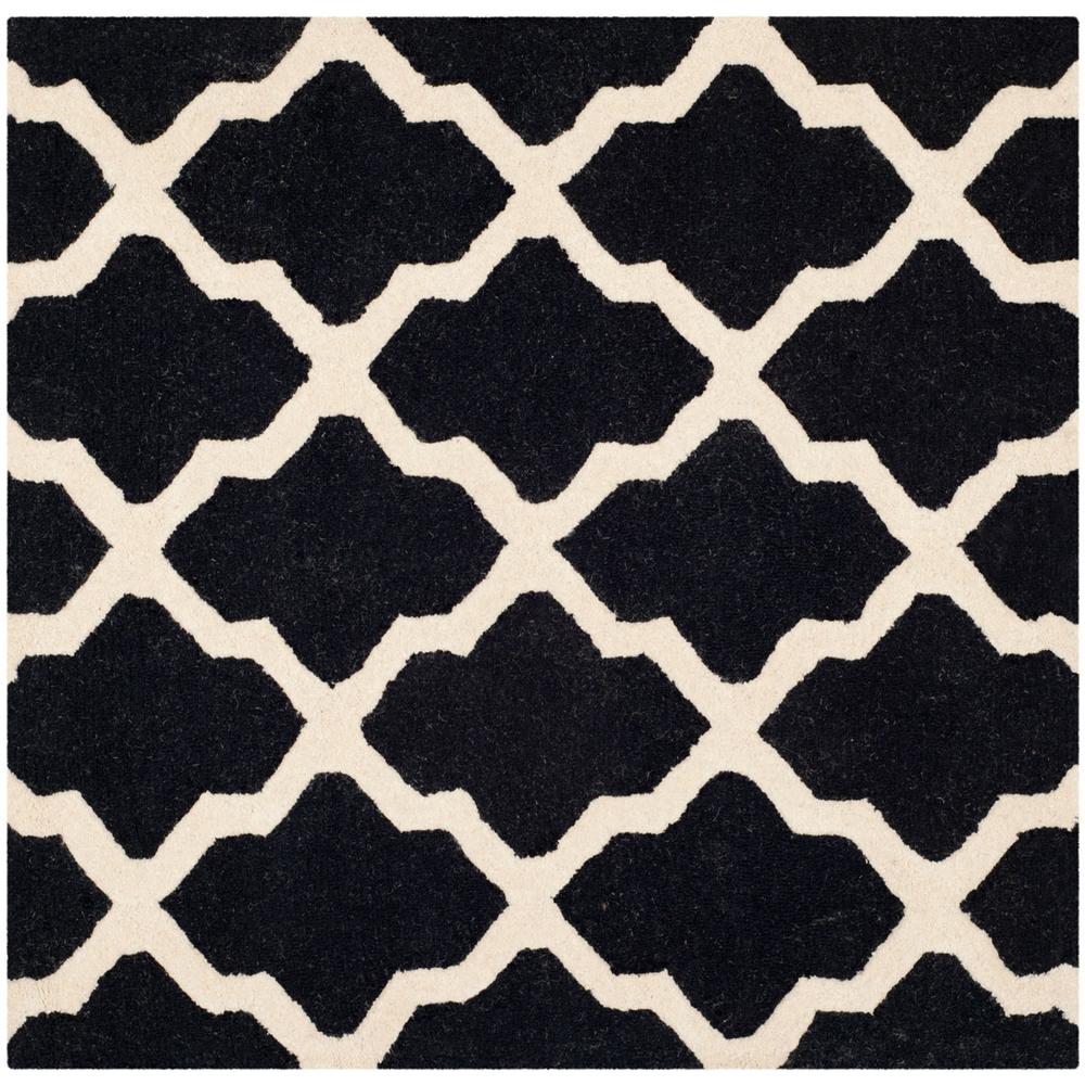 CAMBRIDGE, BLACK / IVORY, 4' X 4' Square, Area Rug, CAM121E-4SQ. Picture 1
