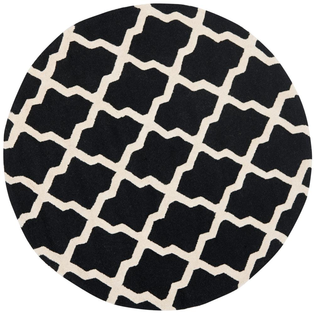 CAMBRIDGE, BLACK / IVORY, 4' X 4' Round, Area Rug, CAM121E-4R. Picture 1