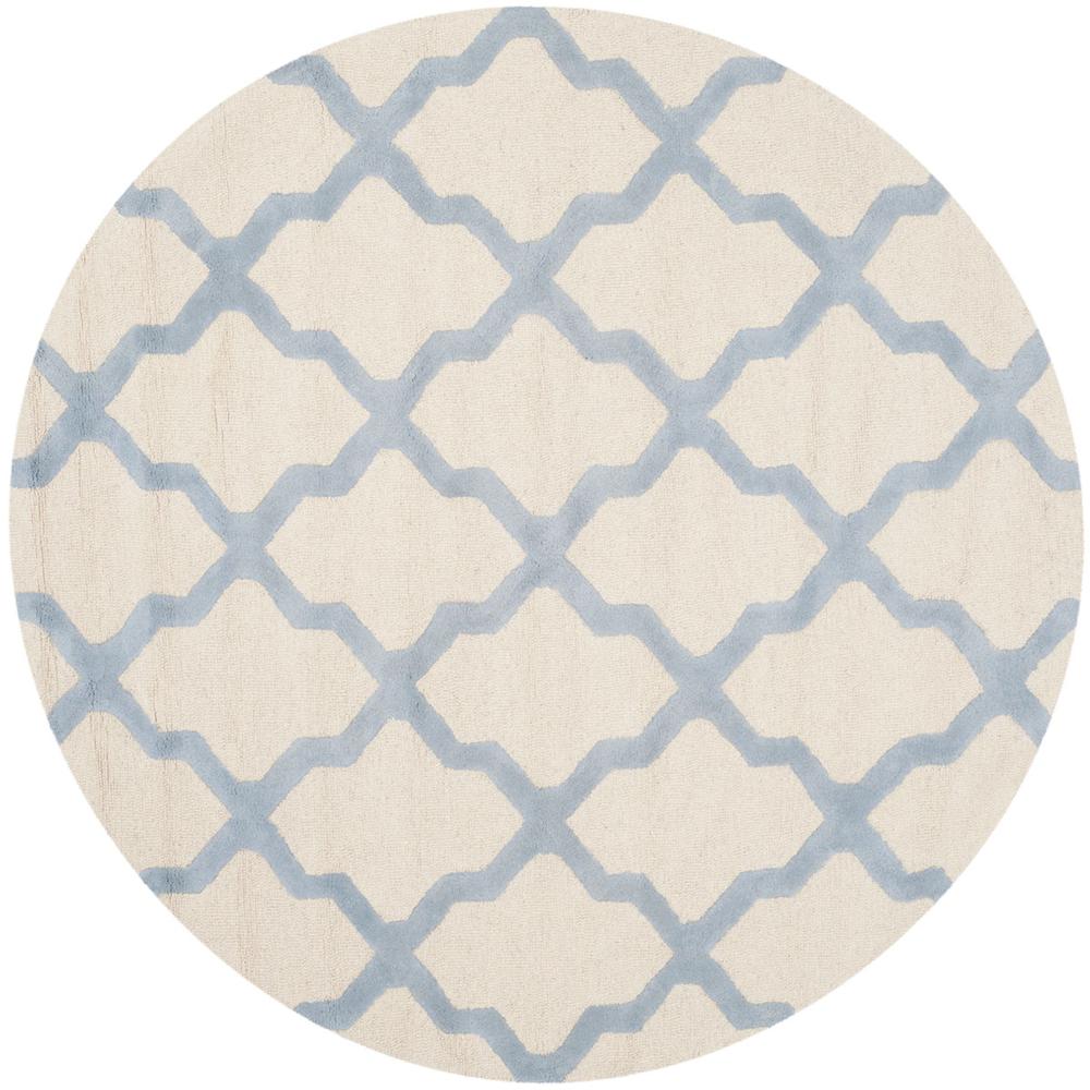 CAMBRIDGE, IVORY / LIGHT BLUE, 6' X 6' Round, Area Rug, CAM121F-6R. Picture 1