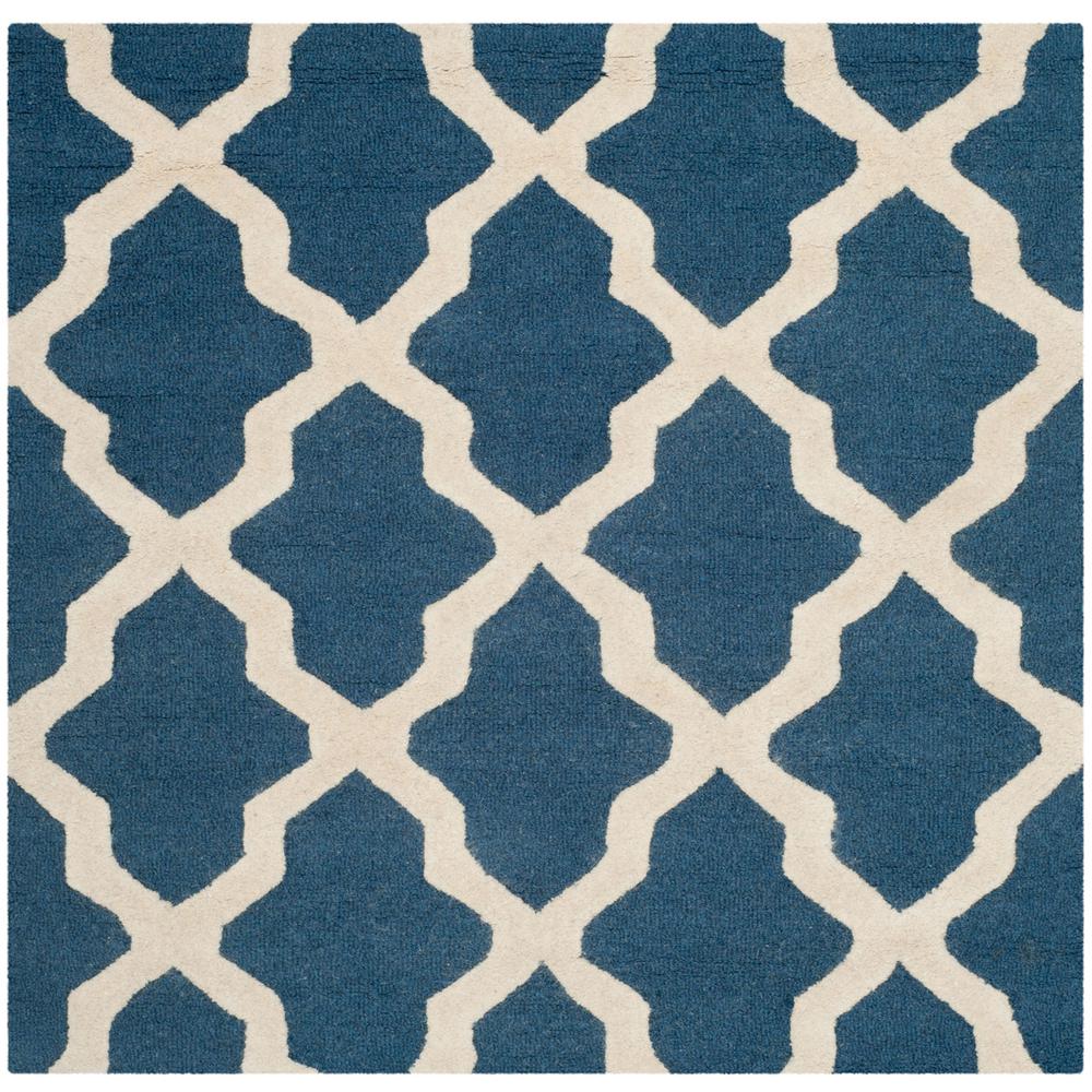 CAMBRIDGE, NAVY BLUE / IVORY, 4' X 4' Square, Area Rug, CAM121G-4SQ. Picture 1