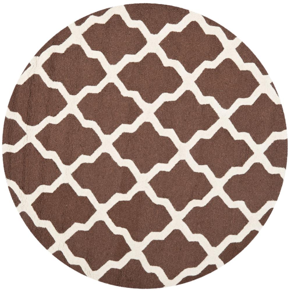 CAMBRIDGE, DARK BROWN / IVORY, 4' X 4' Round, Area Rug. Picture 1