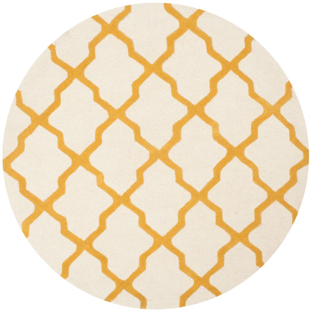 CAMBRIDGE, IVORY / GOLD, 4' X 4' Round, Area Rug. Picture 1
