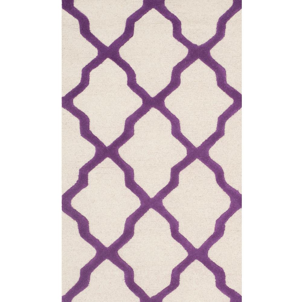 CAMBRIDGE, IVORY / PURPLE, 2'-6" X 4', Area Rug, CAM121V-24. Picture 1