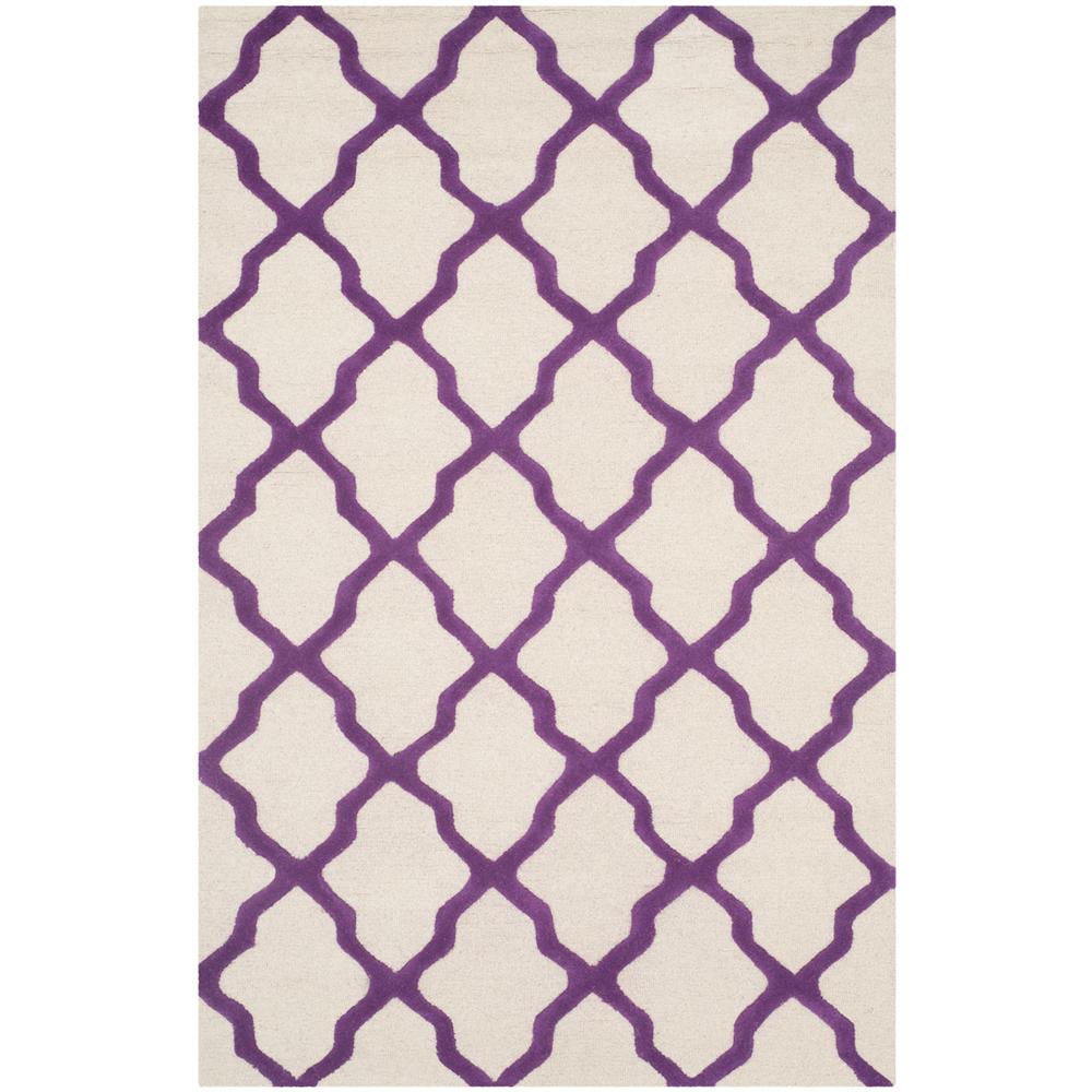 CAMBRIDGE, IVORY / PURPLE, 5' X 8', Area Rug, CAM121V-5. Picture 1