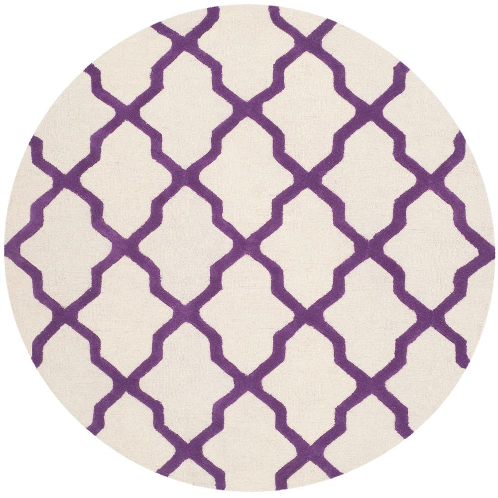CAMBRIDGE, IVORY / PURPLE, 6' X 6' Round, Area Rug, CAM121V-6R. Picture 1