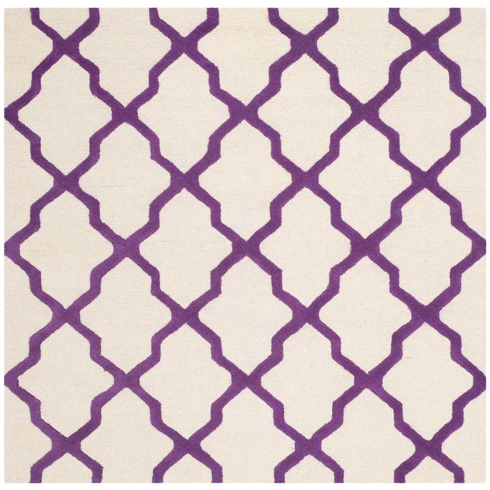 CAMBRIDGE, IVORY / PURPLE, 6' X 6' Square, Area Rug, CAM121V-6SQ. Picture 1
