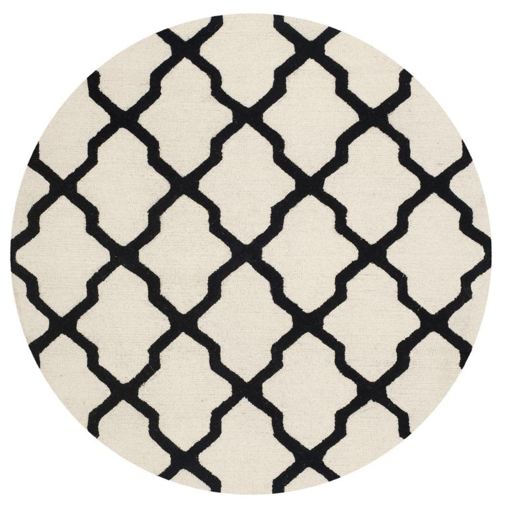 CAMBRIDGE, IVORY / BLACK, 6' X 6' Round, Area Rug, CAM121W-6R. Picture 1