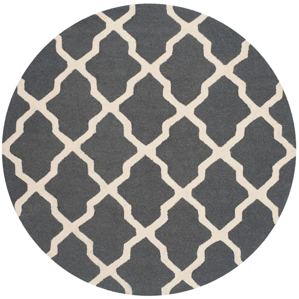 CAMBRIDGE, DARK GREY / IVORY, 4' X 4' Round, Area Rug, CAM121X-4R. Picture 1