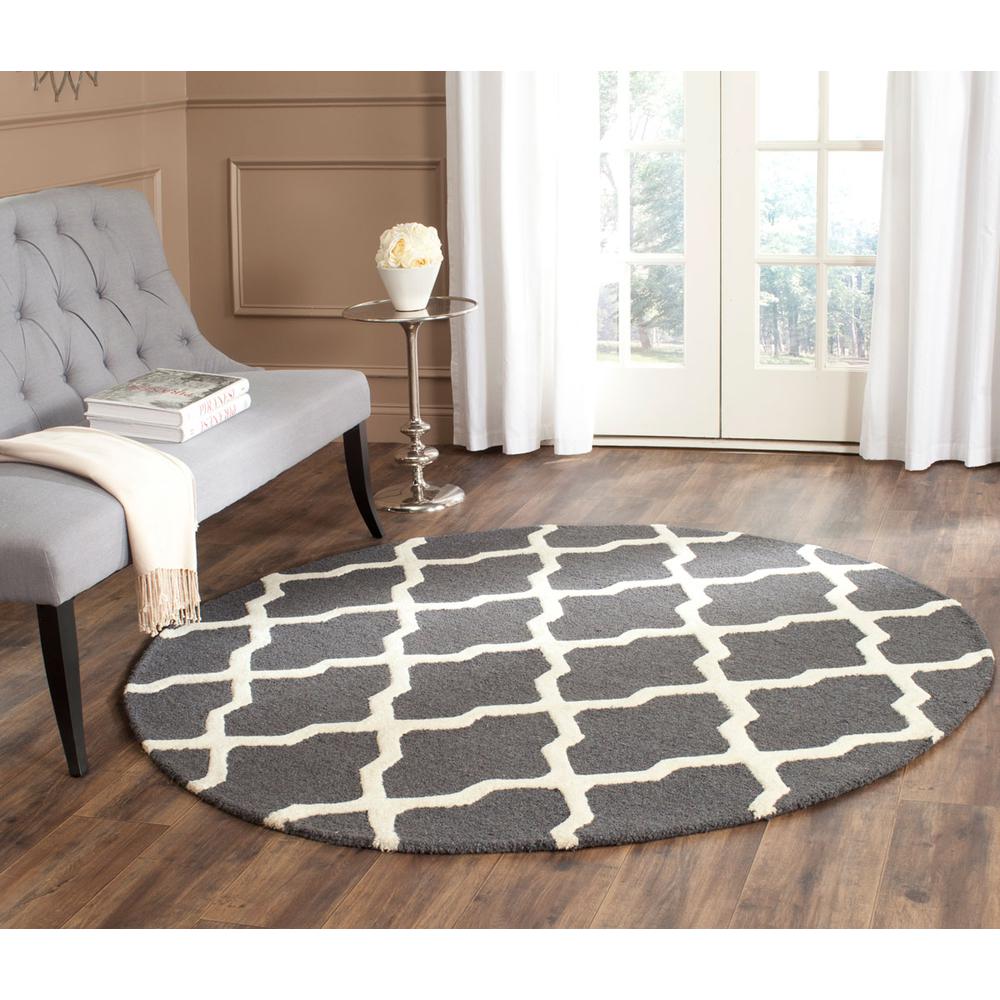 CAMBRIDGE, DARK GREY / IVORY, 8' X 8' Round, Area Rug, CAM121X-8R. Picture 1