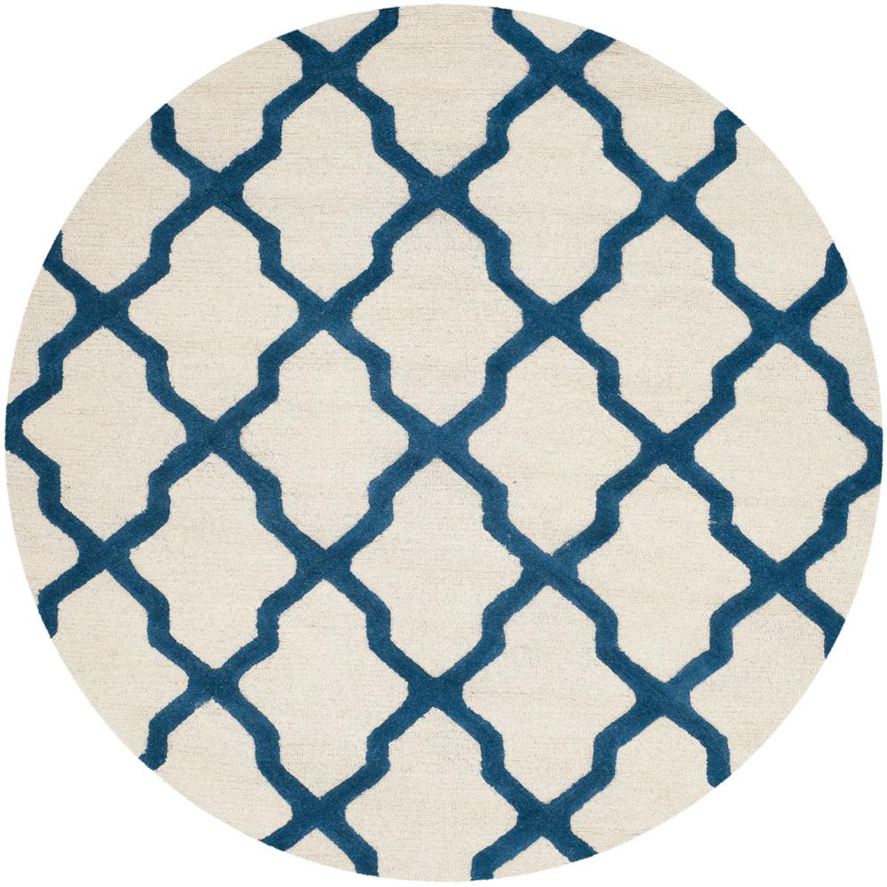 CAMBRIDGE, IVORY / NAVY, 6' X 6' Round, Area Rug, CAM121Z-6R. Picture 1